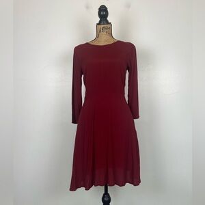 Gap Y2K Inspired Long Sleeves Midi Dress Size 4 Red Fit & Flare Side Pockets